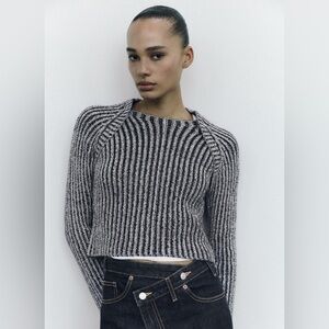 ZARA Black and White Striped Sweater
